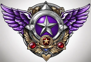 Build tattoo with actual silver star, purple heart and world war  1 medals, including patriotism tattoo idea