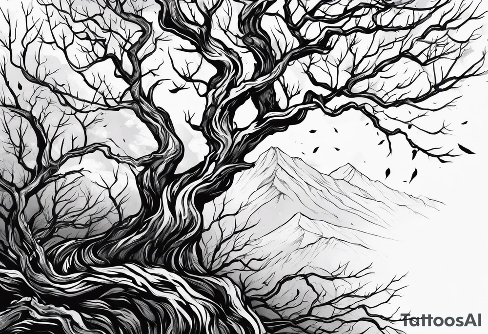 lightning that looks like branches no leaves tattoo idea