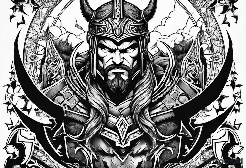 god of thunder with lightningbolts tattoo idea