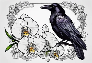 Raven A white orchid saying 1990 and something showing change with the Raven tattoo idea