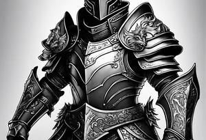 knight in heavy armor full body with dragon tattoo idea