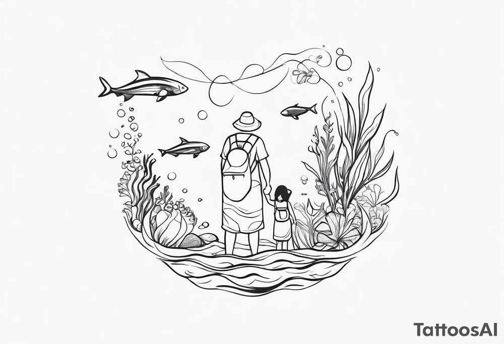 Father daughter matching. Water related. Marine life tattoo idea