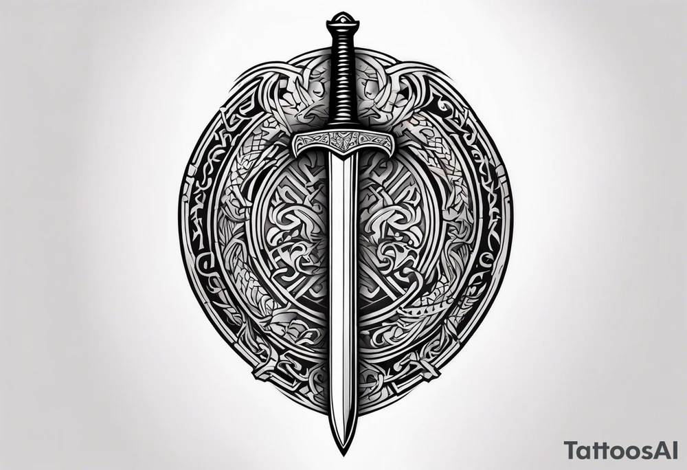 Viking sword Valhalla dragon shield tattoo idea