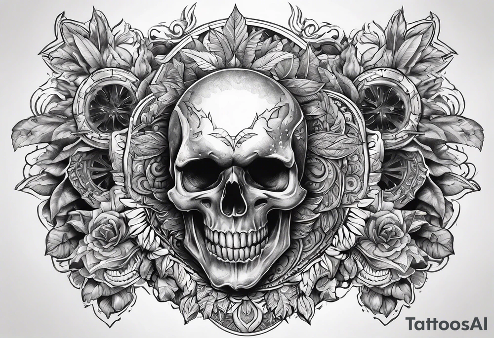 Skull teeth with cool oranemts around tattoo idea