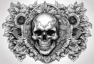 Skull teeth with cool oranemts around tattoo idea