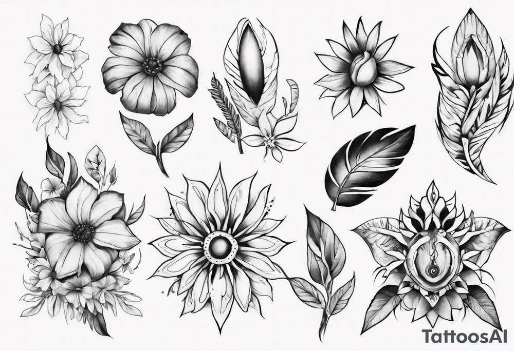 indigenous flowers thigh piece not realism tattoo idea