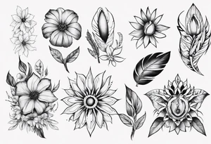 indigenous flowers thigh piece not realism tattoo idea