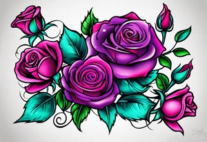 Dad 06-07-14, roses, teal, pink, purple tattoo idea