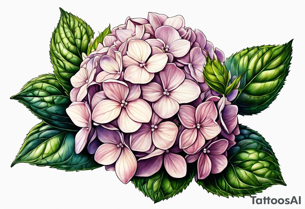 Single hydrangea with stem tattoo idea