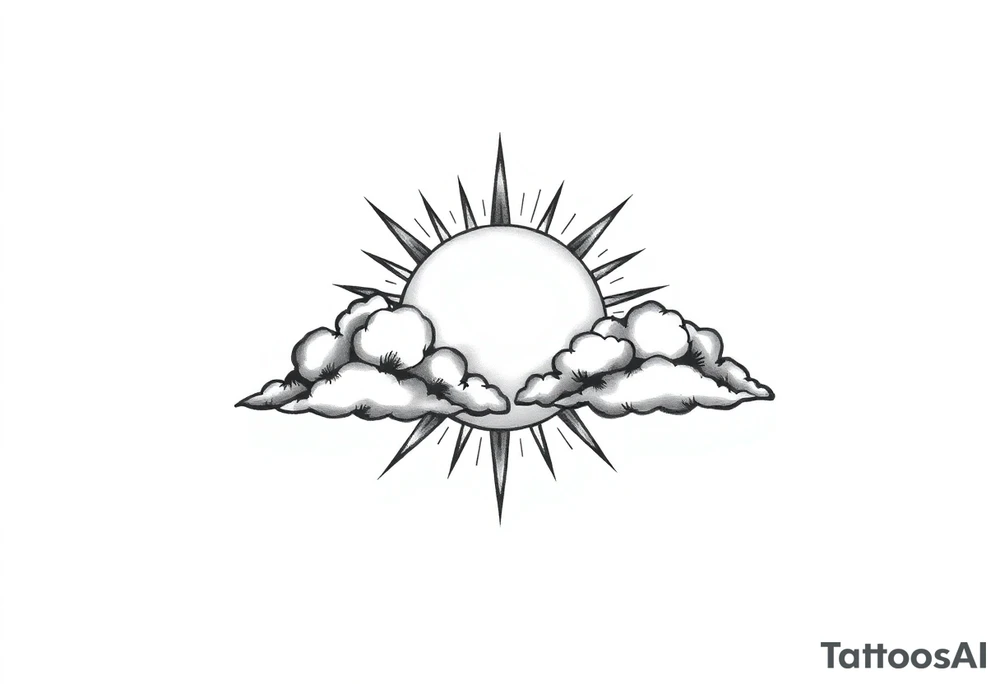 clouds sun and moon tattoo idea