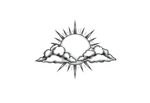 clouds sun and moon tattoo idea