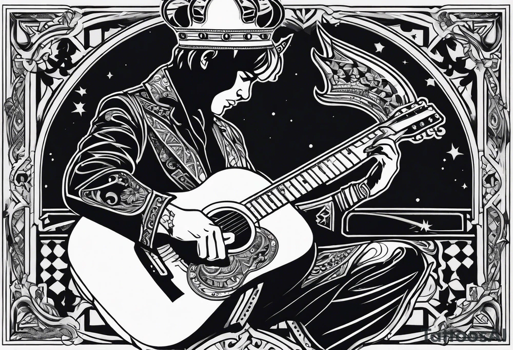 King of ace playing guitar tattoo idea