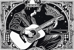King of ace playing guitar tattoo idea