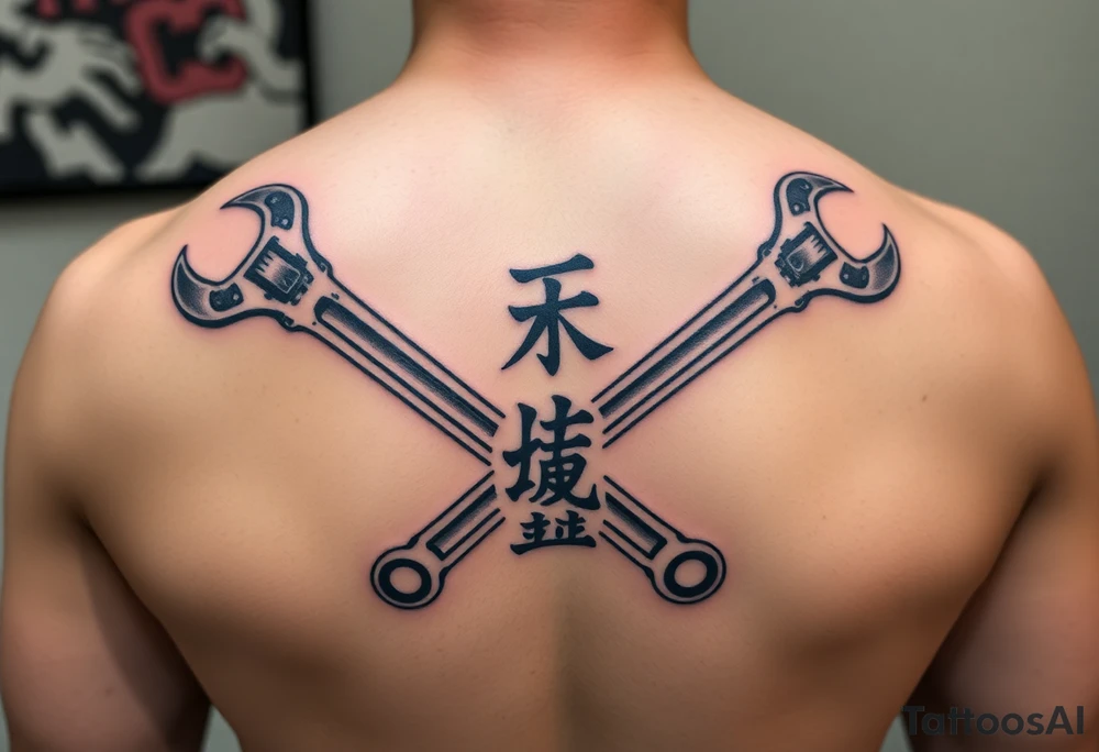 Straight Pipe Wrenches and kanji tattoo idea