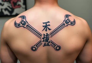 Straight Pipe Wrenches and kanji tattoo idea