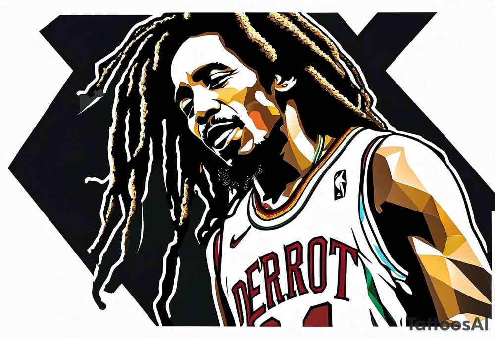 Bob Marley, Detroit, Music, Weed, basketball, Charisse, Steven, Love tattoo idea