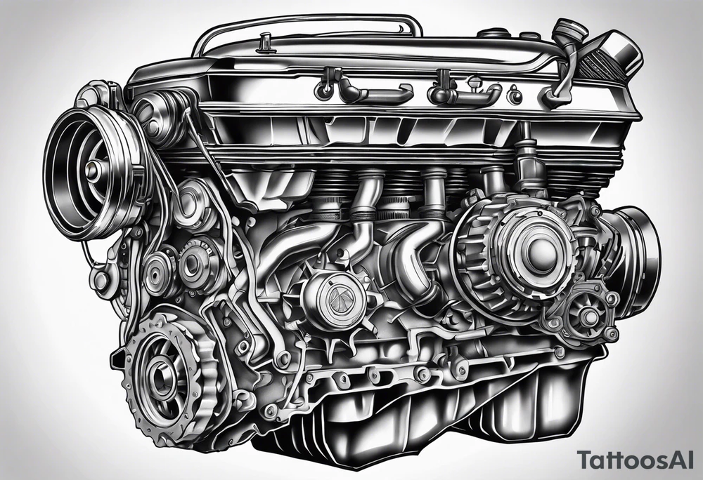 Car engine parts tattoo idea