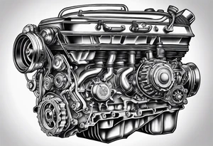 Car engine parts tattoo idea