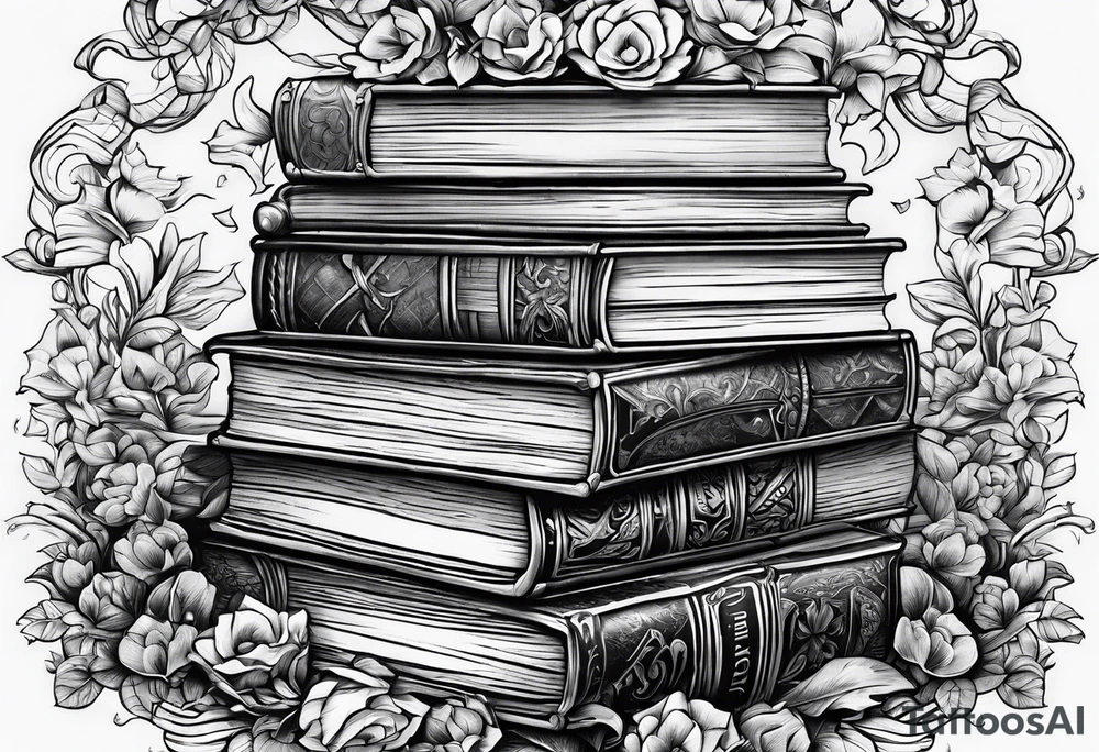 Stack of books as a jigsaw puzzle tattoo idea