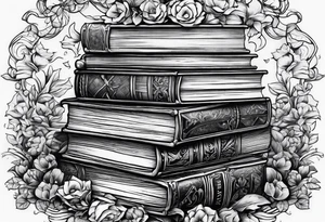 Stack of books as a jigsaw puzzle tattoo idea
