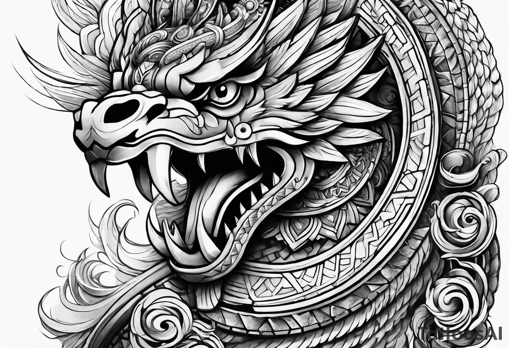 quetzalcoatl sleeve tattoo idea