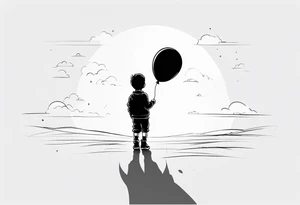 little boy with a balloon flying towards the sky tattoo idea