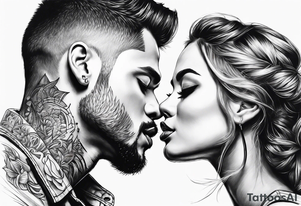 Two person kiss tattoo idea