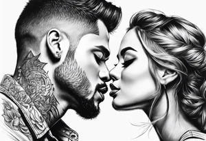 Two person kiss tattoo idea