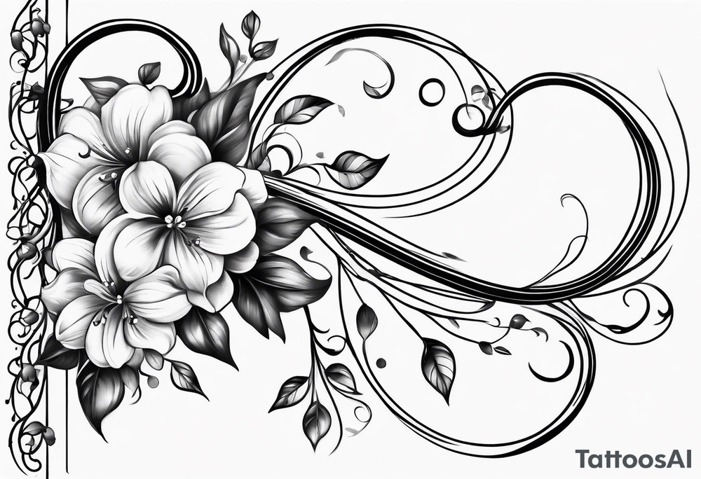 Floral minimalistic vine whip tattoo idea