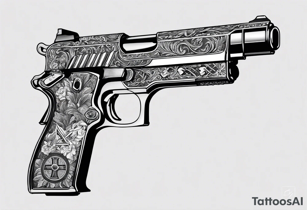 The letters AR with pistols on each side tattoo idea