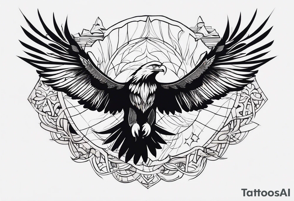 Eagle and writing tattoo idea