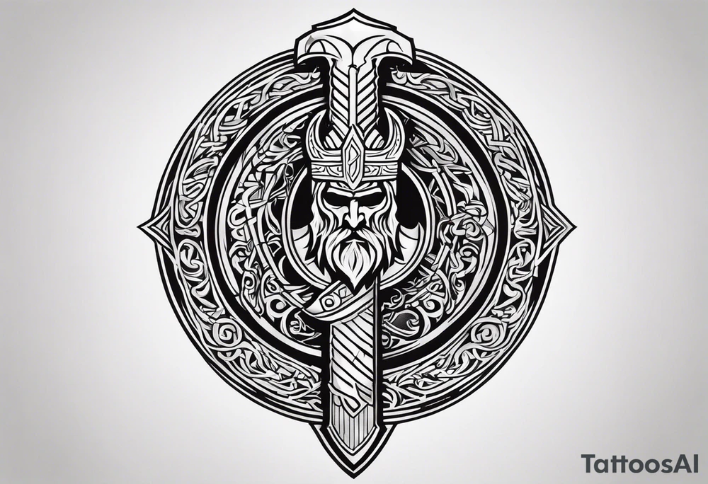 Valhalla viking shield axe sword warrior tattoo idea
