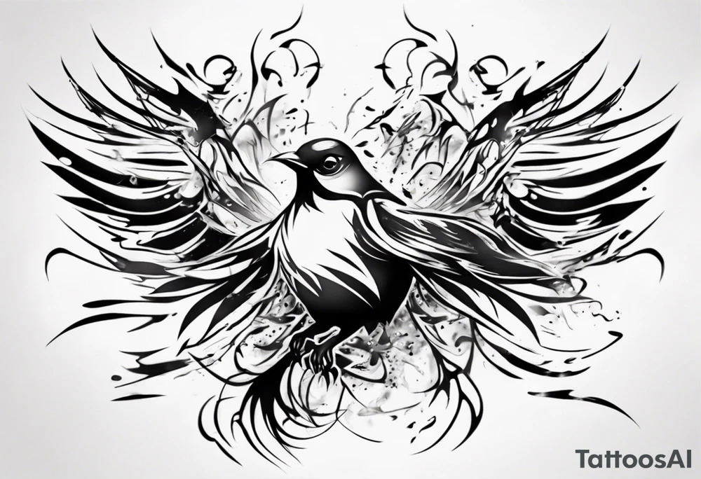 Bird breaking free tattoo idea