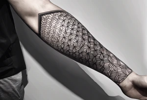 geometric full male leg sleeve honeycomb tattoo idea