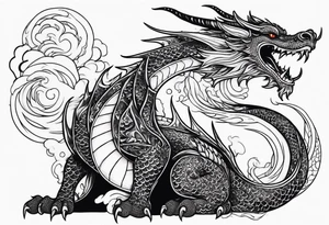 Traditional Dragon full body and smoke tattoo idea