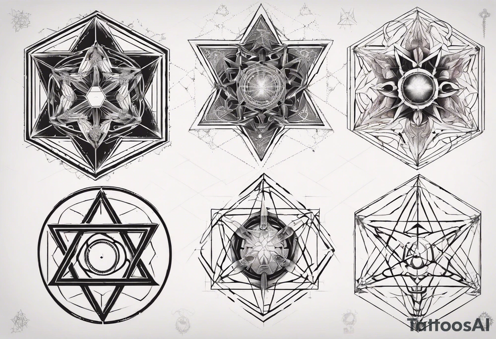 sacred geometry Metatron's cube with phoenix tattoo idea