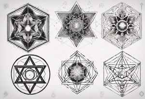 sacred geometry Metatron's cube with phoenix tattoo idea