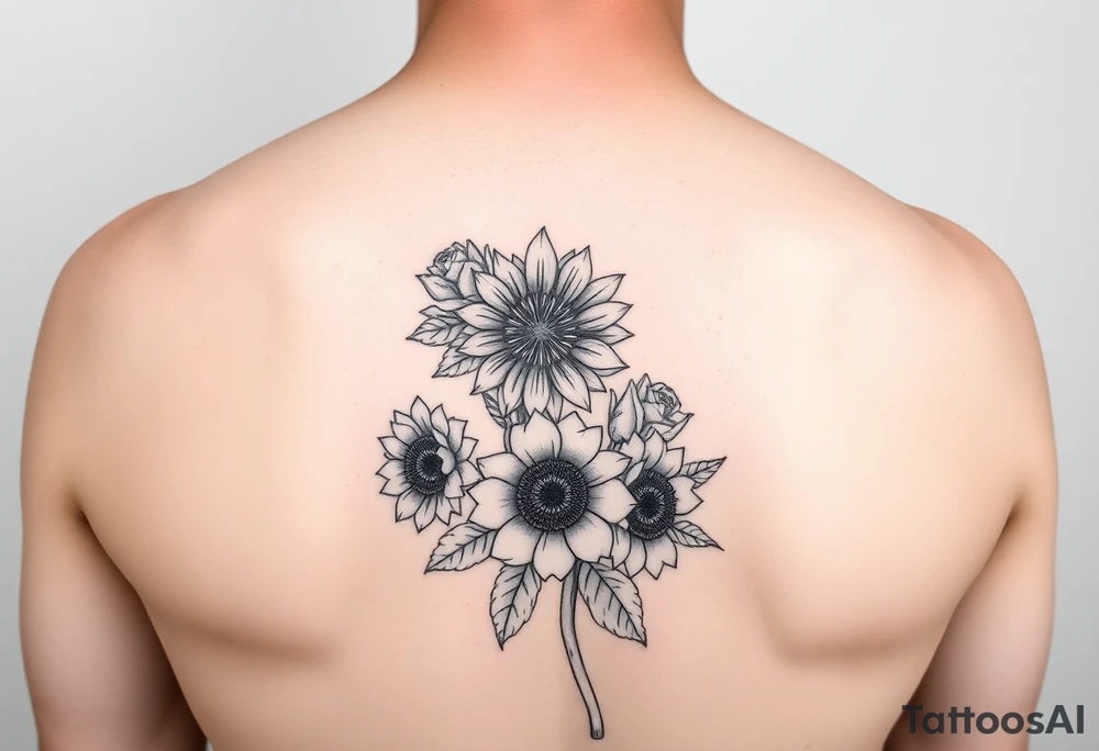 Sunflowers and roses tattoo idea