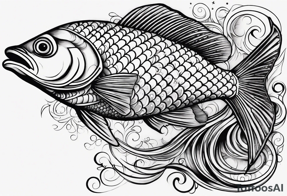 scale pattern with fish tattoo idea