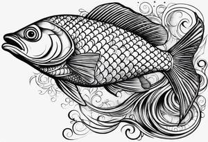 scale pattern with fish tattoo idea
