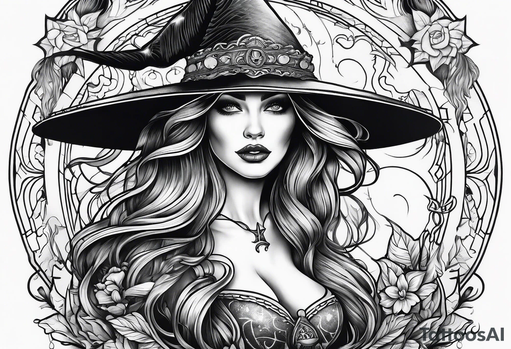Beautiful witch tattoo idea