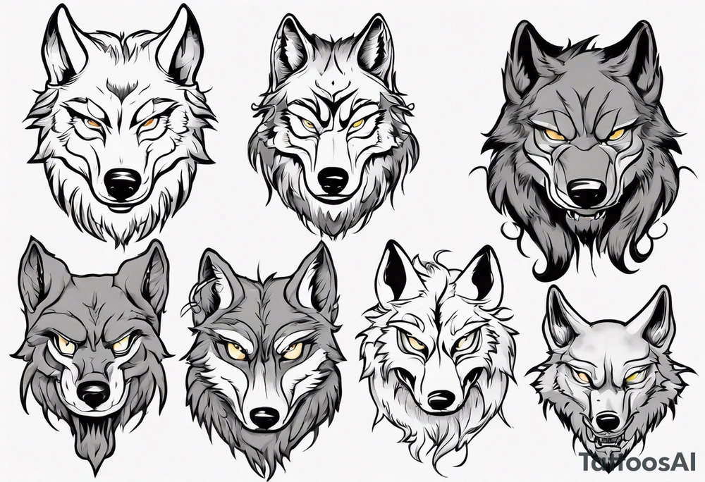 wolf head tattoo idea