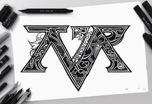 the letters A W R in the middle of a ninja headband tattoo idea