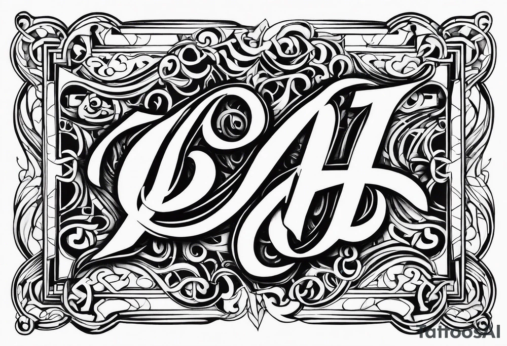 P and an I letters interwoven tattoo art script tattoo idea