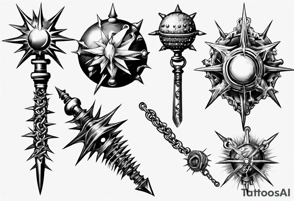 spiked ball mace on a chain tattoo idea