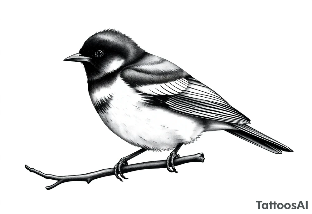 Male European Blackbird sitting on a branch tattoo idea tattoo idea