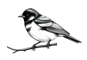 Male European Blackbird sitting on a branch tattoo idea tattoo idea