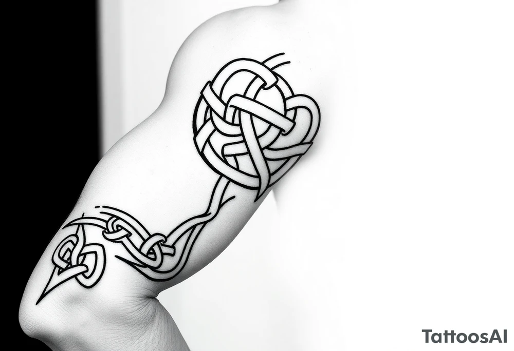 Celtic tribal knots
and bands black and white shading full sleeve simple tattoo idea