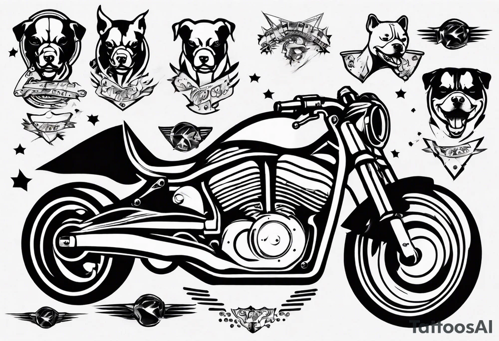 Pitbull on a motorcycle tattoo idea