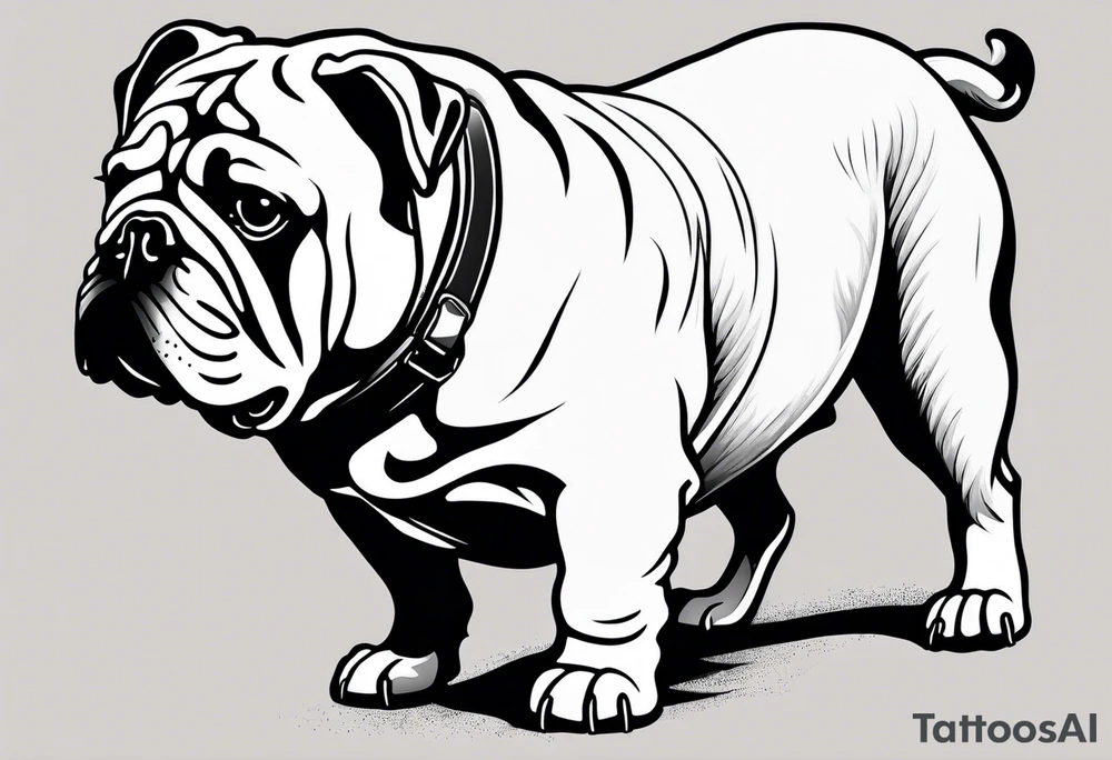 Abseiling bulldog sand blasting tattoo idea